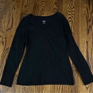 Mossimo Supply Co. Black Long Sleeve V-Neck Top